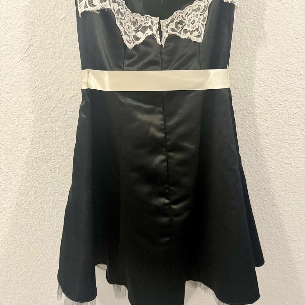 Gunne Sax Jessica McClintock formal black with white lace dress 7/8 vintage - Picture 2 of 11